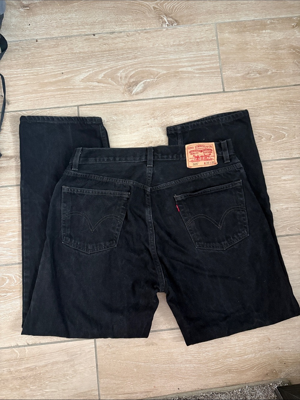 Levi's Black Men's Straight Jeans with Branded Patch